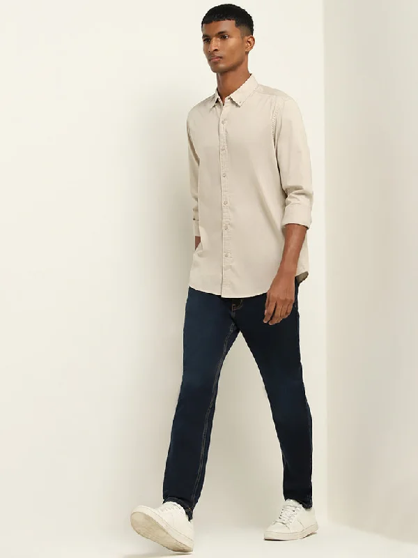 Plus Size Men's Relaxed Fit Jeans with a Faded Wash for a Vintage - Inspired LookNuon Dark Blue Mid - Rise Slim - Fit Jeans