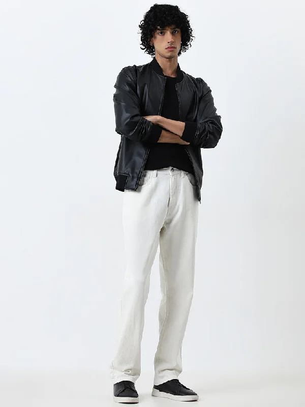Men's Straight Leg Raw Denim Jeans for a Minimalist and Durable OptionNuon Off-White Relaxed - Fit Mid - Rise Jeans