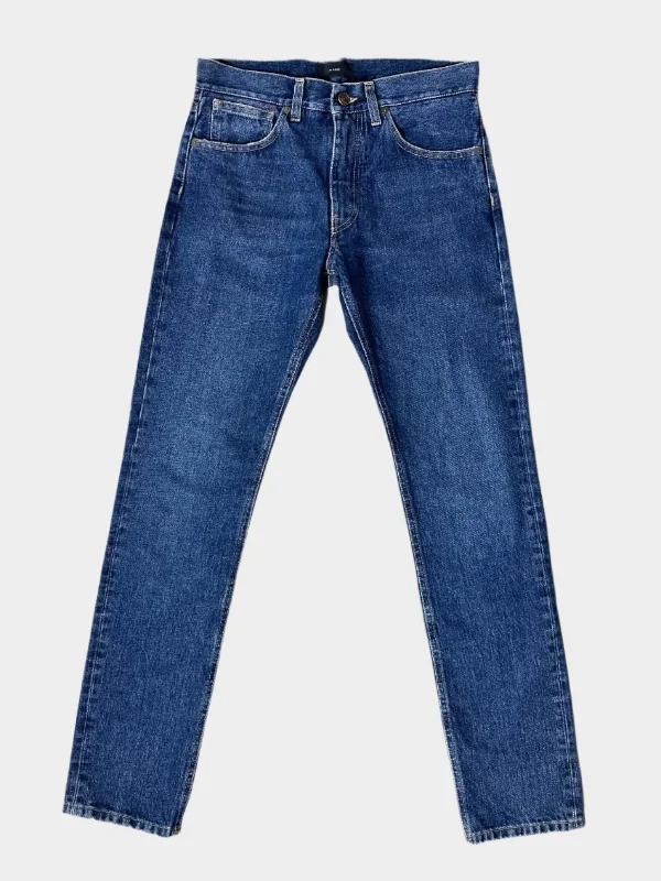 Men's Jeans with a Button - Fly for a Traditional and Classic AestheticRegular Blue Jeans
