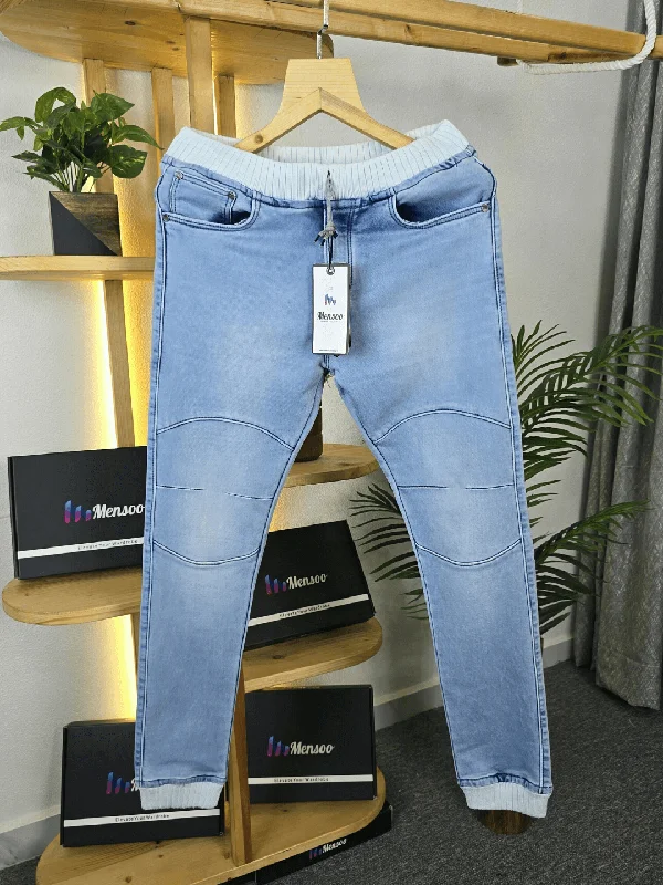 Men's Ripped Skinny Jeans in Acid Wash for an Edgy and Punk - Inspired StyleRib Jogger Jeans Light Sky