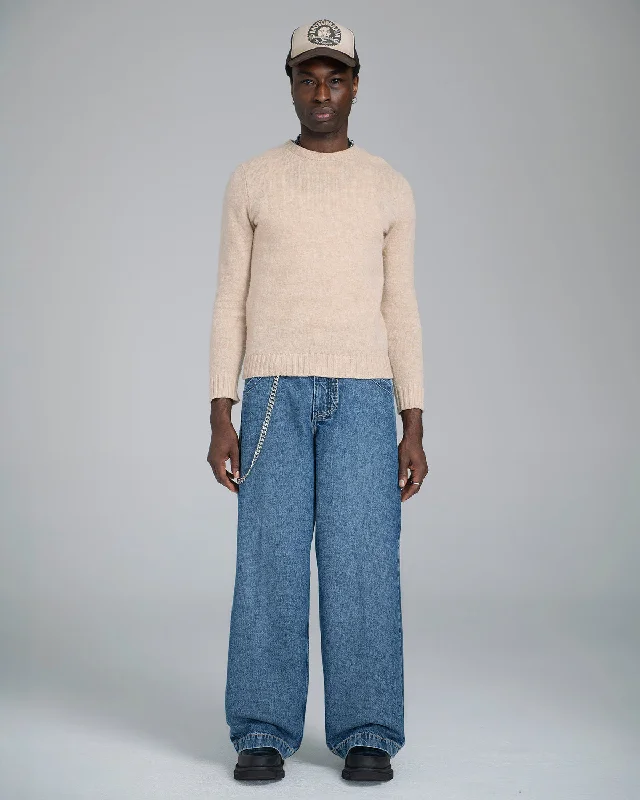 Men's Distressed Jeans with Patches for a Retro and DIY - Inspired AppearanceRoyal. 23". Hand-Sand Dark Stone.