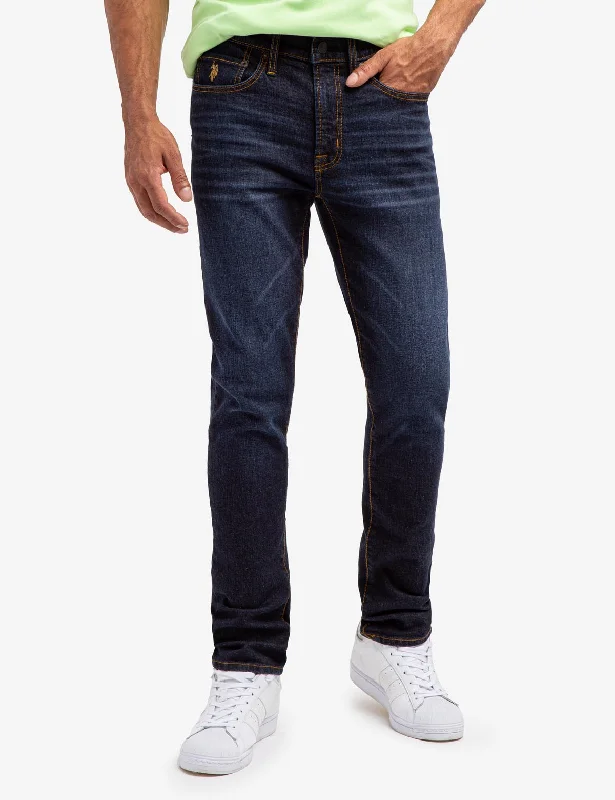Men's High - Waisted Jeans in a Medium Wash for a Vintage - Style RevivalSKINNY FIT STRETCH JEANS