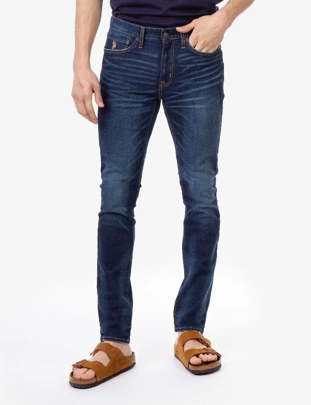 Men's Cargo Jeans with Multiple Pockets for a Practical and Outdoor - Friendly LookSKINNY FIT STRETCH JEANS