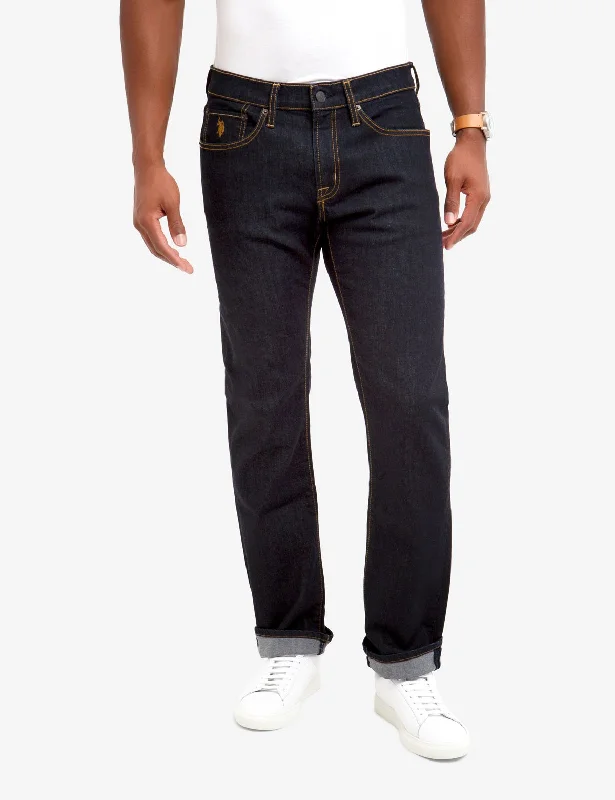 Men's Slim Fit Stretch Jeans in Dark Wash for a Modern and Comfortable LookSLIM STRAIGHT FIT JEANS