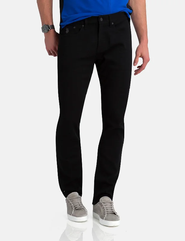 Plus Size Men's Relaxed Fit Jeans with a Faded Wash for a Vintage - Inspired LookSLIM STRAIGHT FIT JEANS