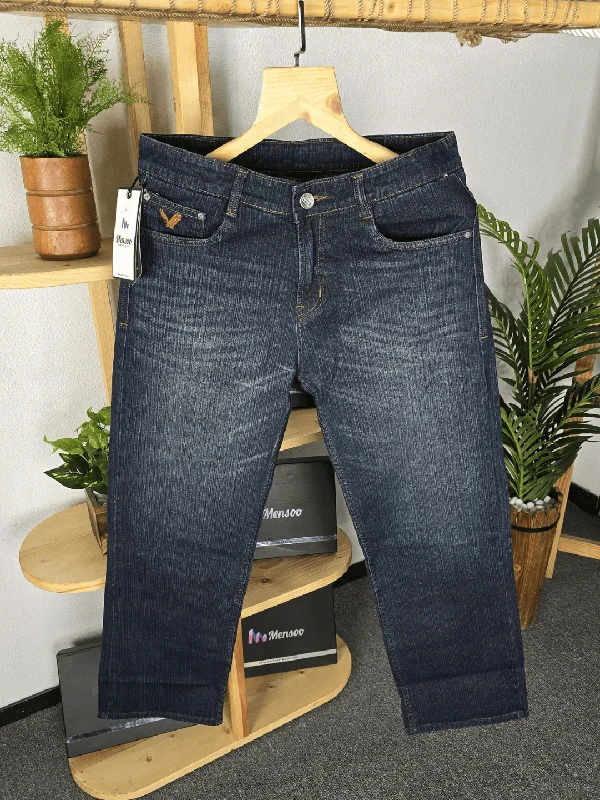 Men's Jeans with a Button - Fly for a Traditional and Classic AestheticStraight Fit Dark Denim Dark Blue