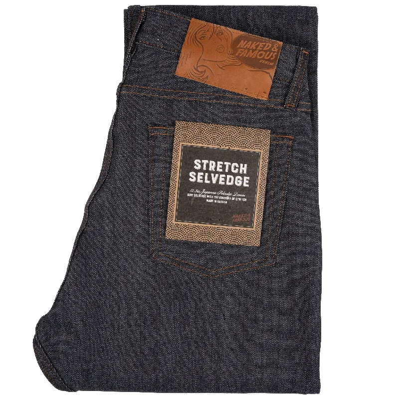 Plus Size Men's Straight Leg Jeans with Reinforced Knees for DurabilityTrue Guy - Stretch Selvedge