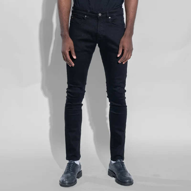Men's Distressed Jeans with Patches for a Retro and DIY - Inspired AppearanceTSHEPO MENS RATO JEANS, BLACK