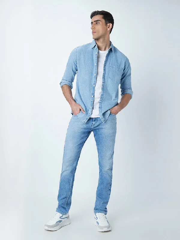 Men's Slim Fit Stretch Jeans in Dark Wash for a Modern and Comfortable LookWES Casuals Blue Slim - Fit Mid Rise Jeans Men's Slim Fit Stretch Jeans in Dark Wash for a Modern and Comfortable LookWES Casuals Blue Slim - Fit Mid Rise Jeans