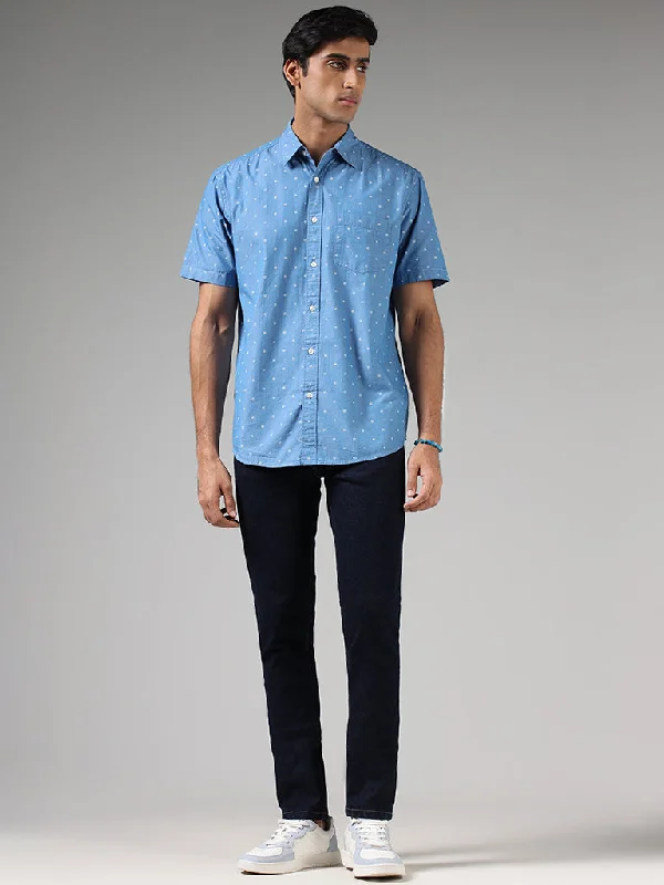 Men's Low - Rise Jeans in a Light Wash for a Casual and Youthful LookWES Casuals Navy Slim - Fit Mid - Rise Jeans