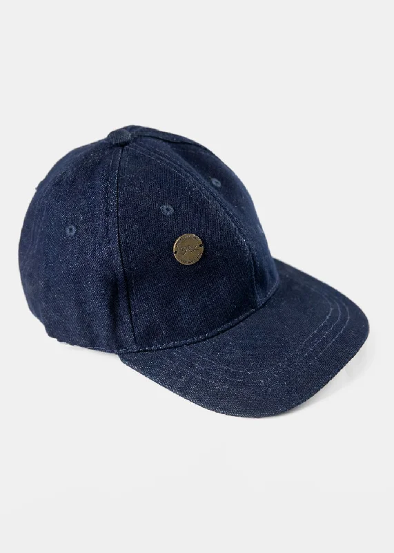 Men's Distressed Jeans with Patches for a Retro and DIY - Inspired Appearance1947 Signature Dark Blue Denim Cap Men's Distressed Jeans with Patches for a Retro and DIY - Inspired Appearance1947 Signature Dark Blue Denim Cap