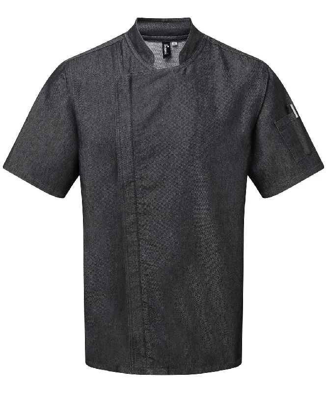 Plus Size Men's Relaxed Fit Jeans with a Faded Wash for a Vintage - Inspired LookBlack Denim - Chef's zip-close short sleeve jacket Plus Size Men's Relaxed Fit Jeans with a Faded Wash for a Vintage - Inspired LookBlack Denim - Chef's zip-close short sleeve jacket