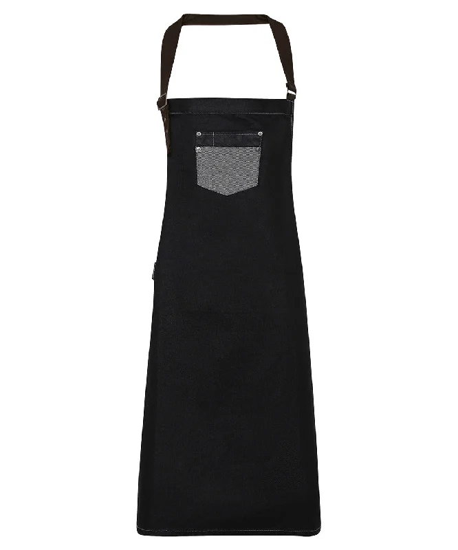 Plus Size Men's Straight Leg Jeans with Reinforced Knees for DurabilityBlack Denim - Division waxed-look denim bib apron with faux leather