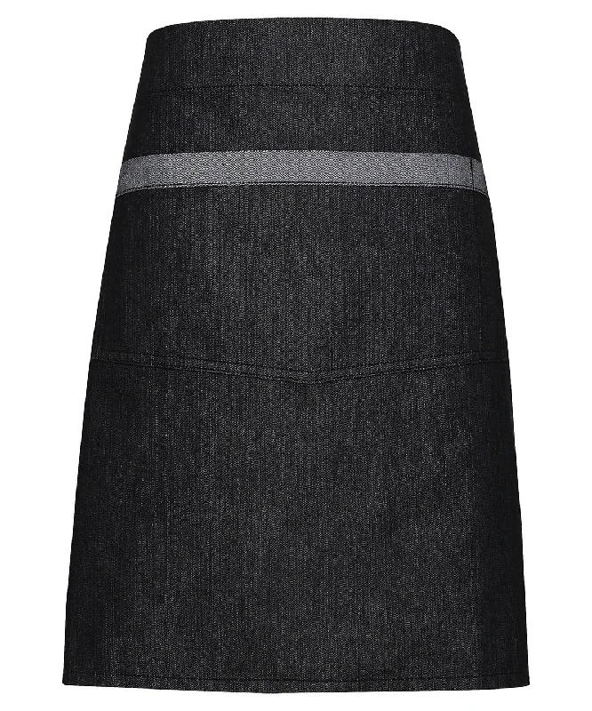 Men's Distressed Jeans with Patches for a Retro and DIY - Inspired AppearanceBlack Denim - Domain contrast denim waist apron Men's Distressed Jeans with Patches for a Retro and DIY - Inspired AppearanceBlack Denim - Domain contrast denim waist apron