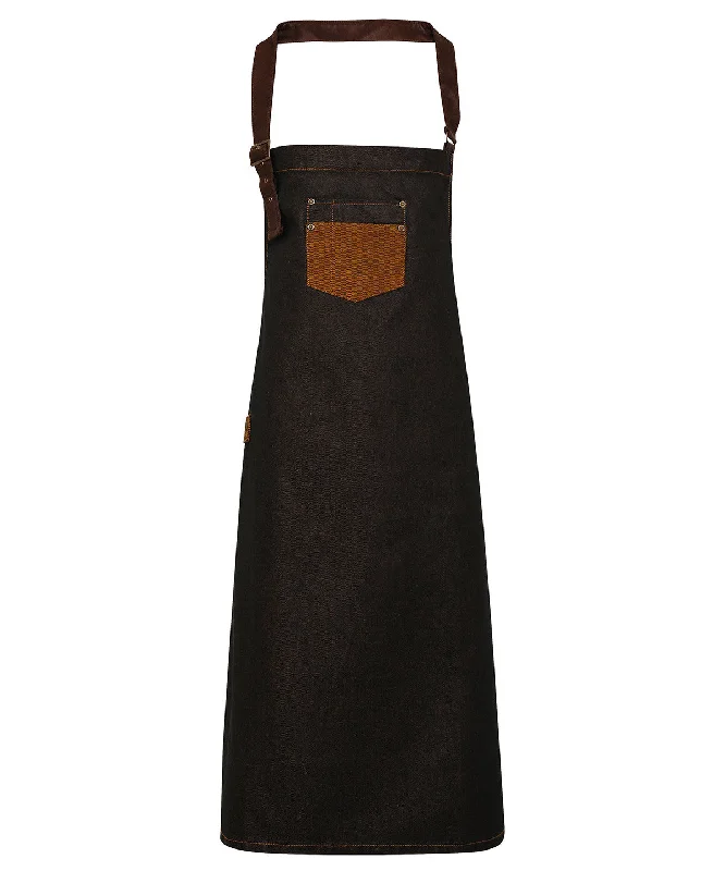Plus Size Men's Bootcut Jeans with a Belt Loop Upgrade for a Stylish TouchBlack/Tan Denim - Division waxed-look denim bib apron with faux leather