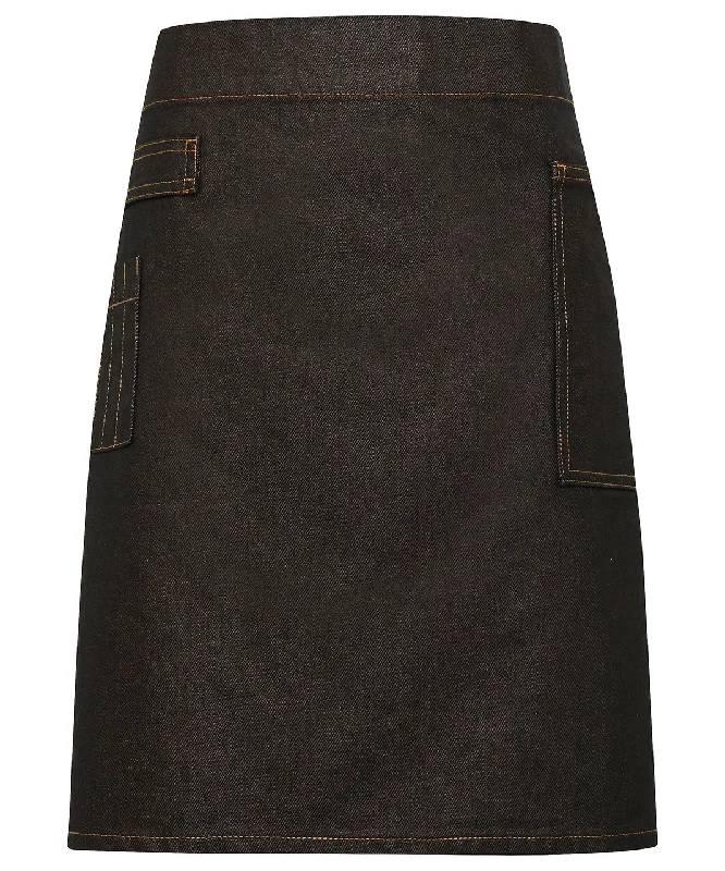 Men's Ripped Skinny Jeans in Acid Wash for an Edgy and Punk - Inspired StyleBlack/Tan Denim - Division waxed-look denim waist apron