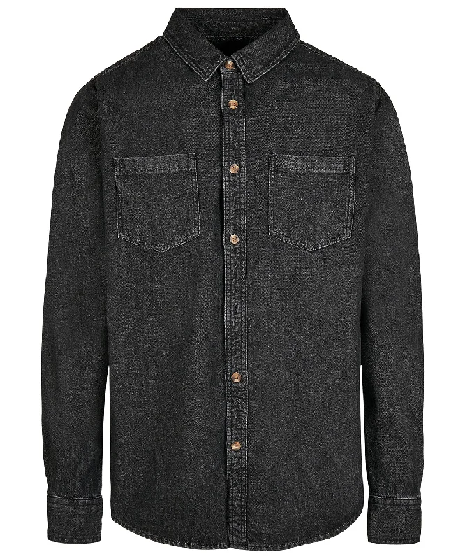 Men's Jeans with a Frayed Hem for a Casual and Effortless StyleBlack Washed - Denim shirt Men's Jeans with a Frayed Hem for a Casual and Effortless StyleBlack Washed - Denim shirt