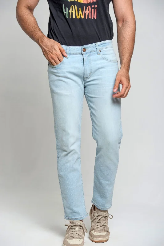 Men's Jeans with a Frayed Hem for a Casual and Effortless StyleBruno Ice Blue Jeans