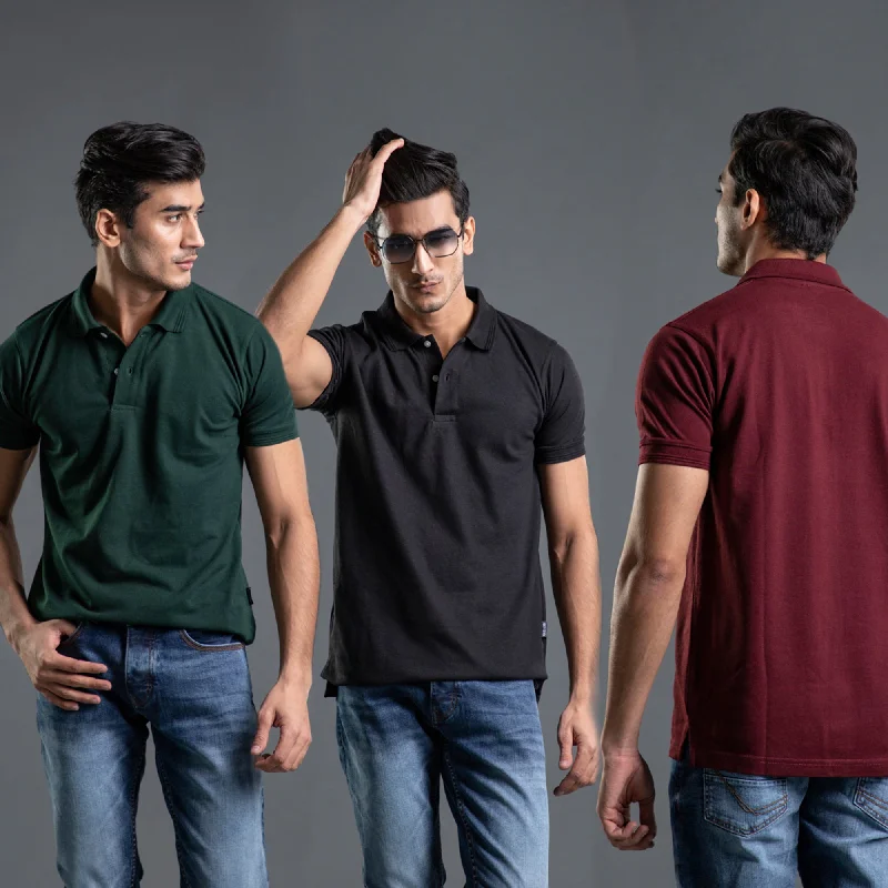 Men's High - Waisted Jeans in a Medium Wash for a Vintage - Style RevivalBundle of 3 Polos Men's High - Waisted Jeans in a Medium Wash for a Vintage - Style RevivalBundle of 3 Polos