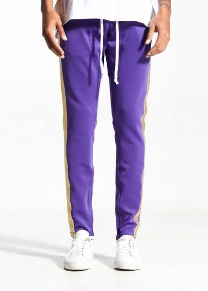 Men's Jeans with a Cargo - Inspired Knee Pocket for Extra StorageFB Track Pants (Purple/Gold) Men's Jeans with a Cargo - Inspired Knee Pocket for Extra StorageFB Track Pants (Purple/Gold)