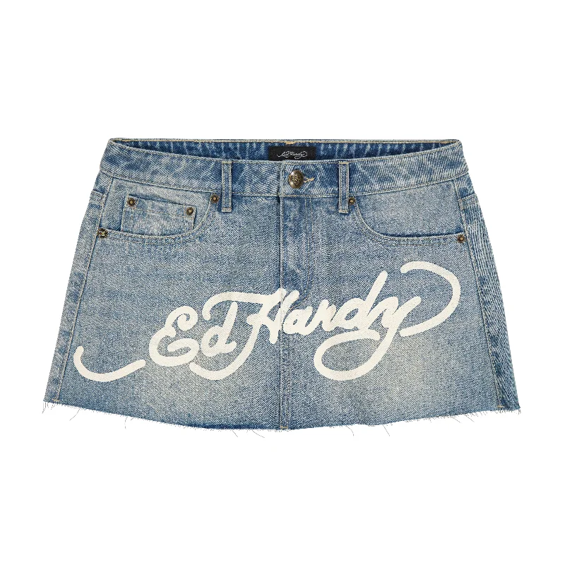 Men's Distressed Jeans with Patches for a Retro and DIY - Inspired AppearanceDragon Denim Mini Skirt Men's Distressed Jeans with Patches for a Retro and DIY - Inspired AppearanceDragon Denim Mini Skirt
