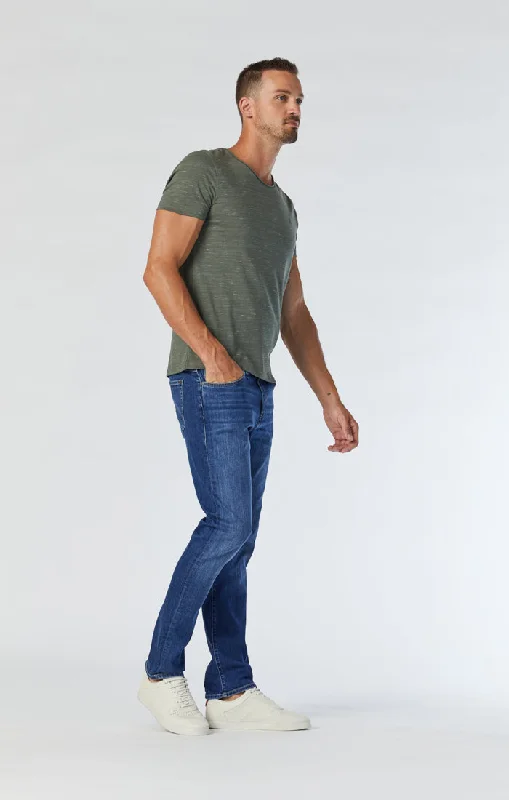 Plus Size Men's Bootcut Jeans with a Belt Loop Upgrade for a Stylish TouchJAKE SLIM LEG JEANS IN INDIGO BRUSHED WILLIAMSBURG Plus Size Men's Bootcut Jeans with a Belt Loop Upgrade for a Stylish TouchJAKE SLIM LEG JEANS IN INDIGO BRUSHED WILLIAMSBURG