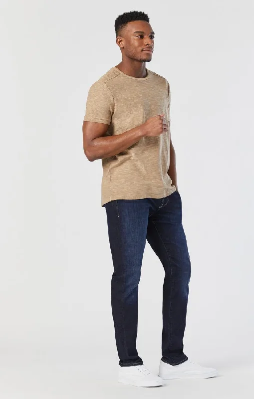 Men's Straight Leg Raw Denim Jeans for a Minimalist and Durable OptionJAKE SLIM LEG IN RINSE BRUSHED FEATHER BLUE Men's Straight Leg Raw Denim Jeans for a Minimalist and Durable OptionJAKE SLIM LEG IN RINSE BRUSHED FEATHER BLUE