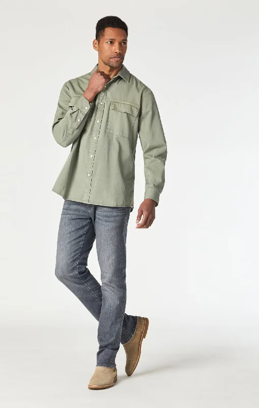 Plus Size Men's Relaxed Fit Jeans with a Tapered Leg for a Laid - Back VibeJAKE SLIM LEG IN ASH FEATHER BLUE Plus Size Men's Relaxed Fit Jeans with a Tapered Leg for a Laid - Back VibeJAKE SLIM LEG IN ASH FEATHER BLUE