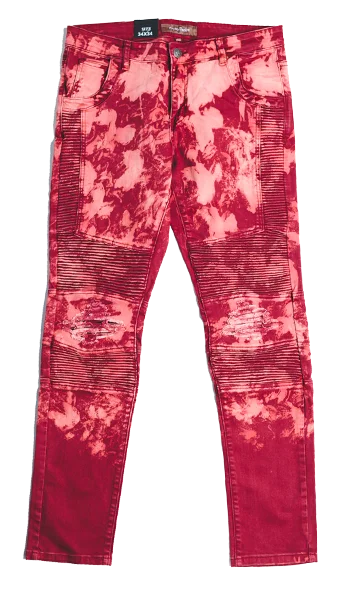 Men's Cargo Jeans with Multiple Pockets for a Practical and Outdoor - Friendly LookJORDAN BIKER DENIM (DISTRESSED RED)
