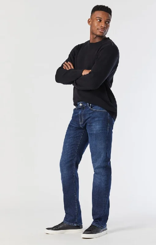 Men's Slim Fit Stretch Jeans in Dark Wash for a Modern and Comfortable LookMARCUS SLIM STRAIGHT LEG JEANS IN DEEP ORGANIC MOVE