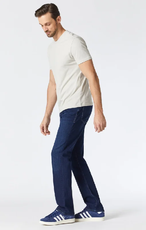 Men's Distressed Jeans with Patches for a Retro and DIY - Inspired AppearanceMATT RELAXED STRAIGHT LEG IN DEEP BRUSHED WILLIAMSBURG Men's Distressed Jeans with Patches for a Retro and DIY - Inspired AppearanceMATT RELAXED STRAIGHT LEG IN DEEP BRUSHED WILLIAMSBURG