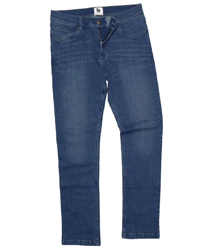 Men's High - Waisted Jeans in a Medium Wash for a Vintage - Style RevivalMid Blue Wash - Leo straight jeans Men's High - Waisted Jeans in a Medium Wash for a Vintage - Style RevivalMid Blue Wash - Leo straight jeans