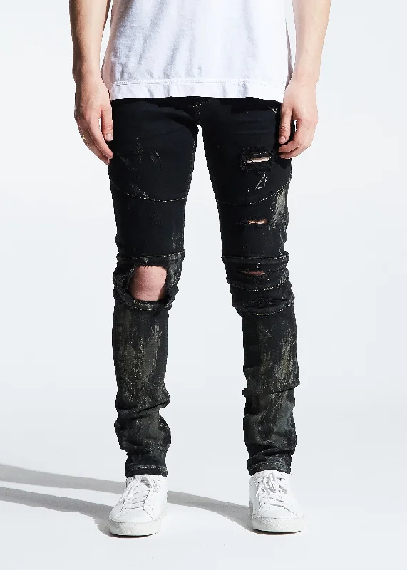 Men's Ripped Skinny Jeans in Acid Wash for an Edgy and Punk - Inspired StyleMontana Denim (Black Rust) Men's Ripped Skinny Jeans in Acid Wash for an Edgy and Punk - Inspired StyleMontana Denim (Black Rust)