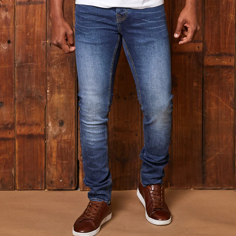 Plus Size Men's Straight Leg Jeans with Reinforced Knees for DurabilityOkavango Super Slim Denim Indigo Light Wash