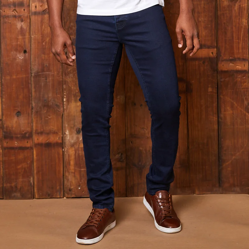 Men's Jeans with a Button - Fly for a Traditional and Classic AestheticOkavango Super Slim Denim Solid Ink Men's Jeans with a Button - Fly for a Traditional and Classic AestheticOkavango Super Slim Denim Solid Ink