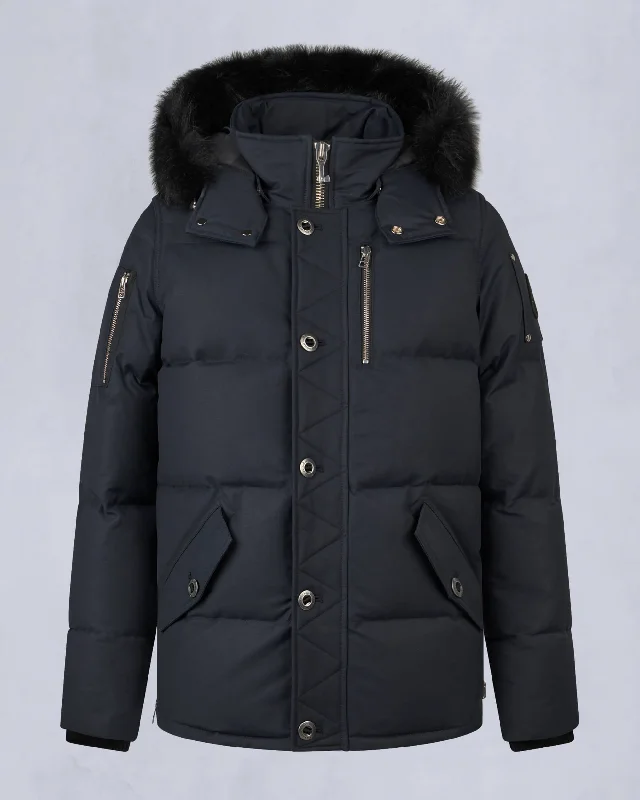 NAVY WITH BLACK FOX FUR