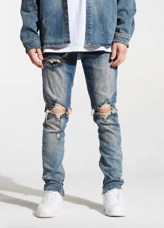 Men's Jeans with an Elastic Waistband for Ultimate ComfortPacific Denim (Blue Ripped) Men's Jeans with an Elastic Waistband for Ultimate ComfortPacific Denim (Blue Ripped)