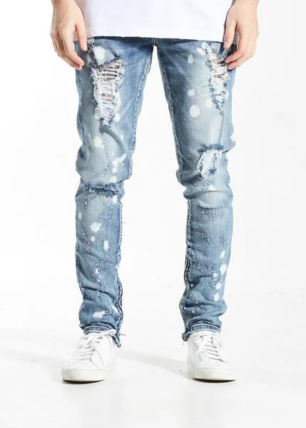 Plus Size Men's Relaxed Fit Jeans with a Tapered Leg for a Laid - Back VibePacific Denim (Vintage Blue Bleach) Plus Size Men's Relaxed Fit Jeans with a Tapered Leg for a Laid - Back VibePacific Denim (Vintage Blue Bleach)