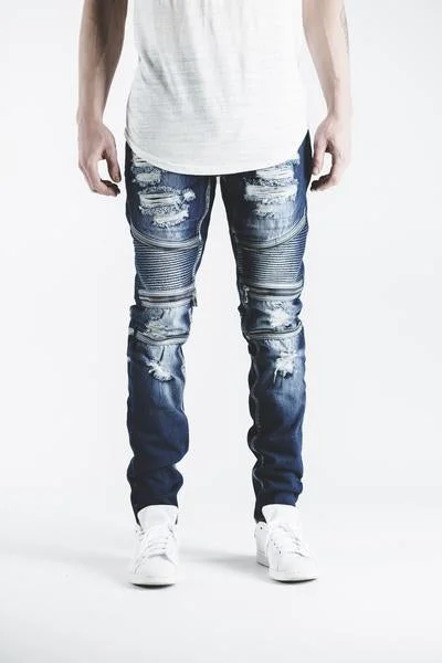 Men's Jeans with a Zip - Off Lower Leg for Convertible StylePete Biker Denim (Indigo) Men's Jeans with a Zip - Off Lower Leg for Convertible StylePete Biker Denim (Indigo)