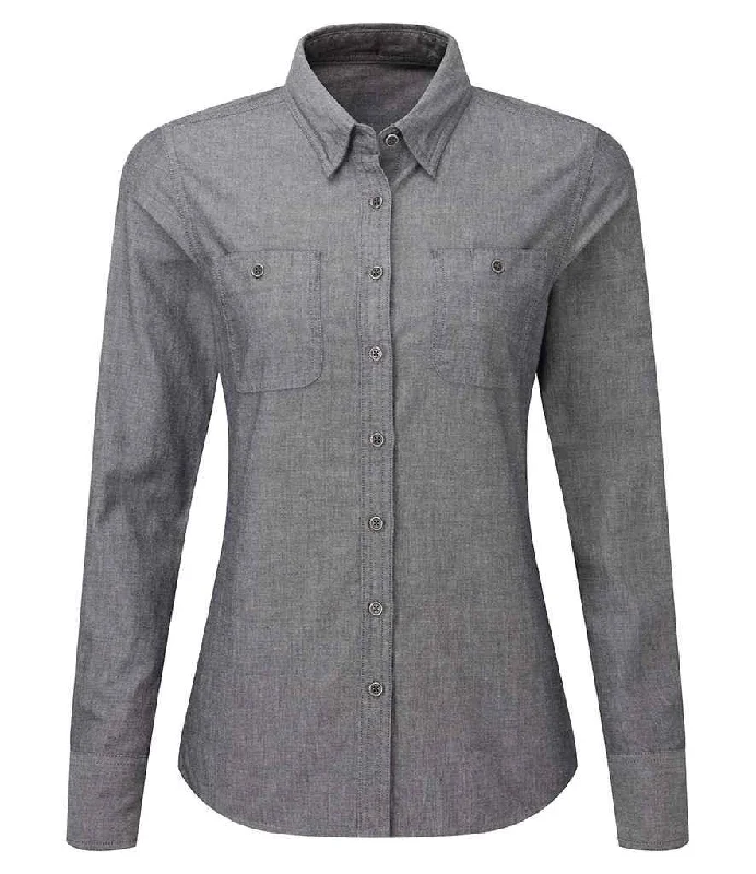 Men's Slim Fit Stretch Jeans in Dark Wash for a Modern and Comfortable LookPremier Ladies Organic Fairtrade Certified Long Sleeve Chambray Shirt | Grey Denim