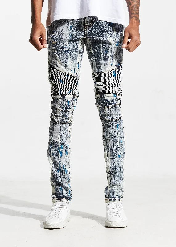 Plus Size Men's Straight Leg Jeans with Reinforced Knees for DurabilitySkywalker Biker (Inked Blue)