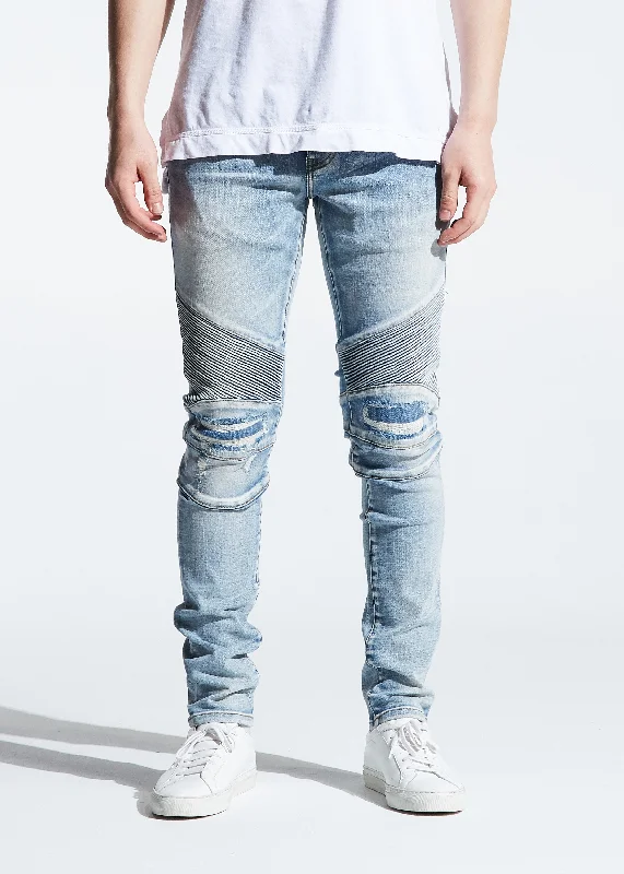 Plus Size Men's Bootcut Jeans with a Relaxed Waist for a Classic and Comfortable FitSkywalker Biker Denim (Light Indigo) Plus Size Men's Bootcut Jeans with a Relaxed Waist for a Classic and Comfortable FitSkywalker Biker Denim (Light Indigo)