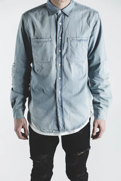 Men's Jeans with a Cargo - Inspired Knee Pocket for Extra StorageSNOW SHIRT (BLUE)