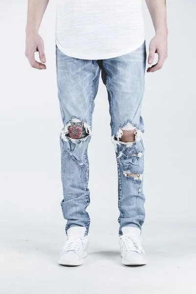 Men's Jeans with a Cargo - Inspired Knee Pocket for Extra StorageSOLO DENIM (BLUE VINTAGE) Men's Jeans with a Cargo - Inspired Knee Pocket for Extra StorageSOLO DENIM (BLUE VINTAGE)
