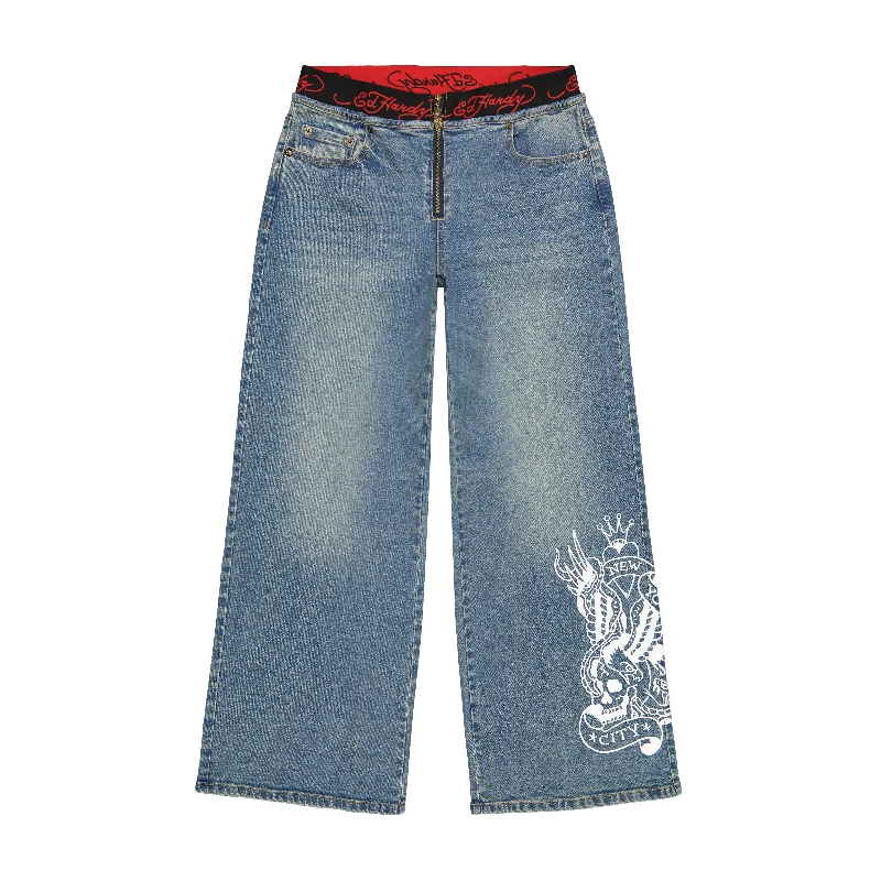 Men's Cargo Jeans with Multiple Pockets for a Practical and Outdoor - Friendly LookSwallow Panther Elastic Band Jeans Men's Cargo Jeans with Multiple Pockets for a Practical and Outdoor - Friendly LookSwallow Panther Elastic Band Jeans