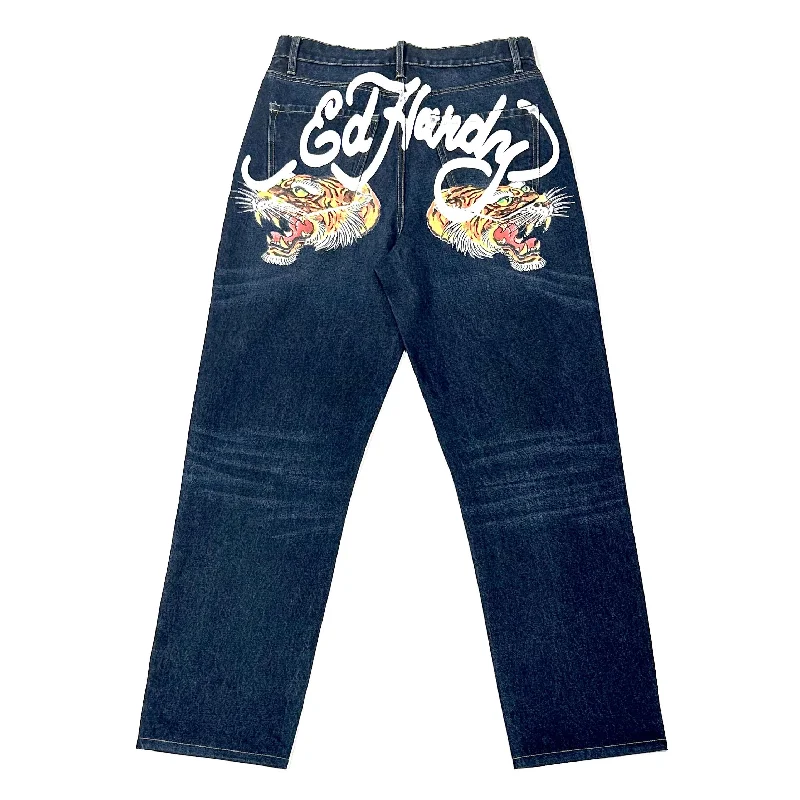 Men's Stretch Jeans with a Moisture - Wicking Lining for Active LifestylesTiger Heads Loose Fit Jean