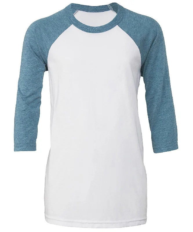Plus Size Men's Relaxed Fit Jeans with a Faded Wash for a Vintage - Inspired LookWhite/Denim - Youth ¾ sleeve baseball tee Plus Size Men's Relaxed Fit Jeans with a Faded Wash for a Vintage - Inspired LookWhite/Denim - Youth ¾ sleeve baseball tee