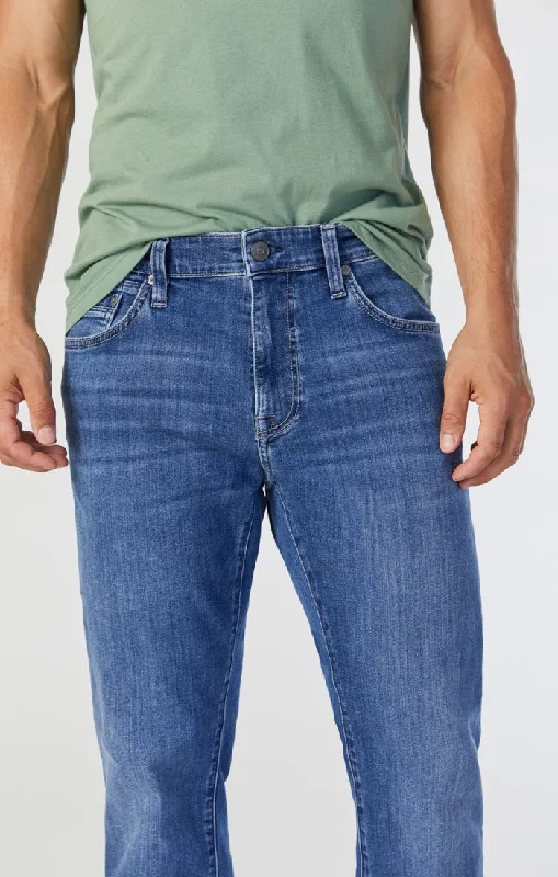 Plus Size Men's Relaxed Fit Jeans with a Tapered Leg for a Laid - Back VibeZACH STRAIGHT LEG JEANS IN MID INDIGO BRUSHED WILLIAMSBURG Plus Size Men's Relaxed Fit Jeans with a Tapered Leg for a Laid - Back VibeZACH STRAIGHT LEG JEANS IN MID INDIGO BRUSHED WILLIAMSBURG
