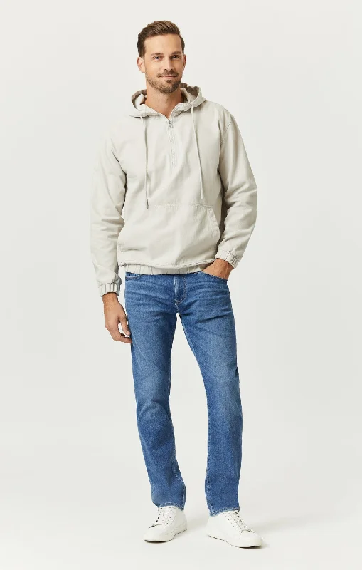 Plus Size Men's Relaxed Fit Jeans with a Tapered Leg for a Laid - Back VibeZACH STRAIGHT LEG IN MID BRUSHED FEATHER BLUE Plus Size Men's Relaxed Fit Jeans with a Tapered Leg for a Laid - Back VibeZACH STRAIGHT LEG IN MID BRUSHED FEATHER BLUE