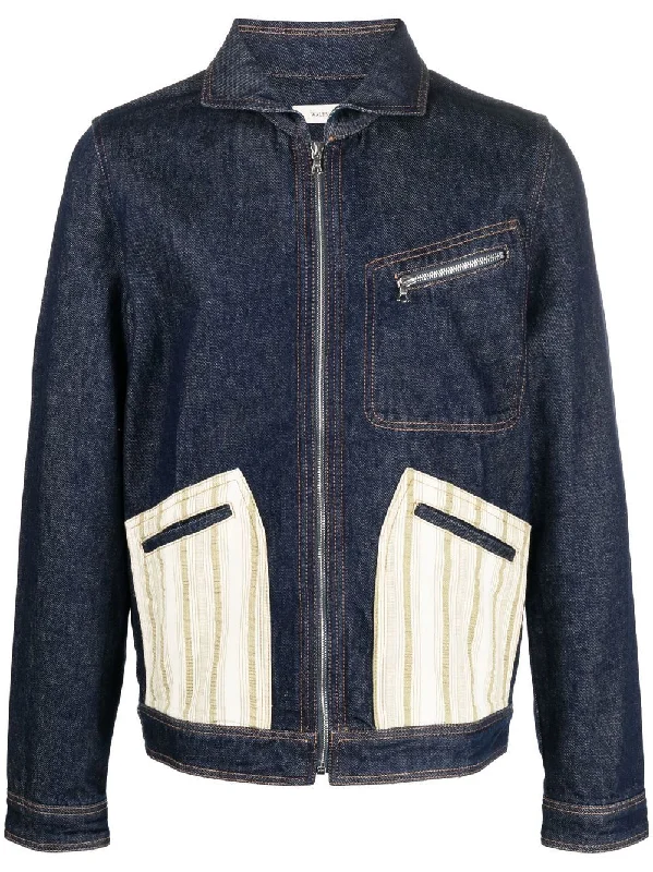 Down - filled men jackets in bright colors for winter fashionContrast-Panel Denim Jacket Down - filled men jackets in bright colors for winter fashionContrast-Panel Denim Jacket